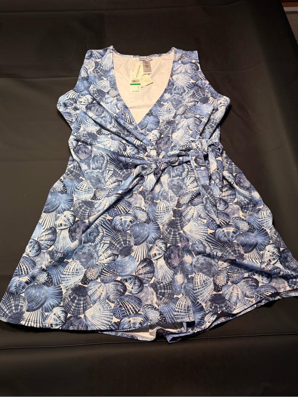 NEW!! Tommy Bahama Blue Shell Print V-Neck Wrap Romper